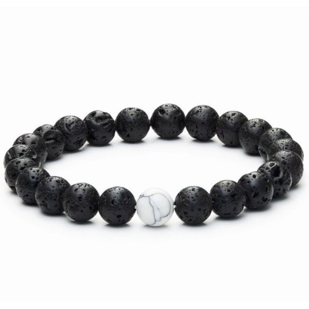 10mm White Howlite Diffuser Beaded Stretch Bracelet